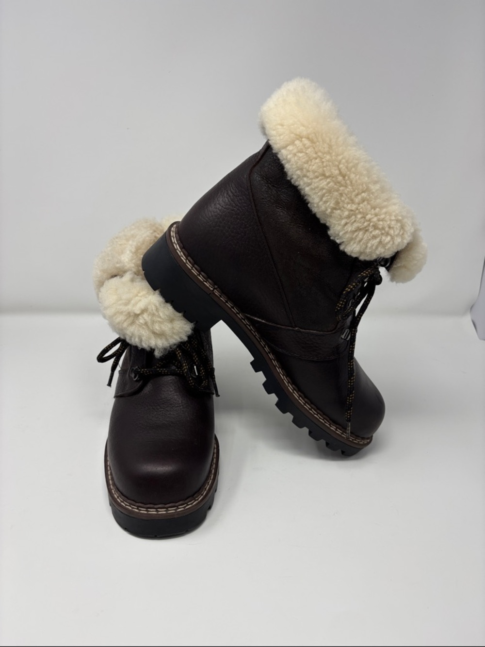 Blondo | Shearling Collar Leather Winter Boots - Dark Brown 8 D